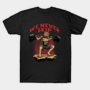 Hyena Gym Character We Never Skip T-Shirt